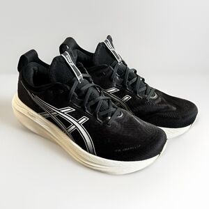 ASICS Pure Gel-Nimbus 27 Mens Size 13 Wide Black White Sneakers Running Athletic